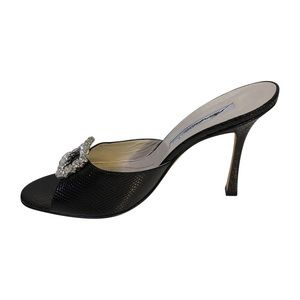 Brian Atwood Black Mule w/Crystal Accent